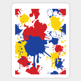 Splatter Paint Primary Colors Pattern: Red, Blue, and Yellow Sticker